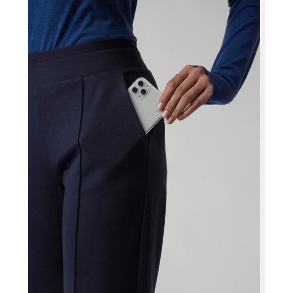 Athleta M navy heather Venice Heathered Pintuck Pant cold weather wool thick - Picture 5 of 9